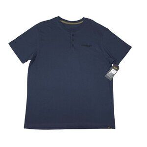 Stanley Workwear Henley Short Sleeve T-Shirt M Navy Blue Cotton Polyester Blend